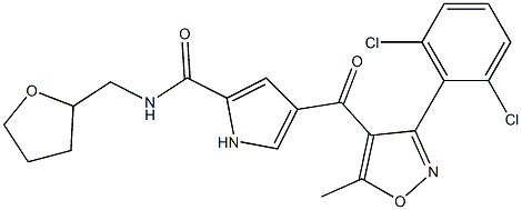 4-{[3-(2,6-dichlorophenyl)-5-methyl-4-isoxazolyl]carbonyl}-N-(tetrahydro-2-furanylmethyl)-1H-pyrrole-2-carboxamide Structure