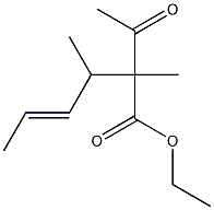 (E)-2-アセチル-2,3-ジメチル-4-ヘキセン酸エチル 化学構造式