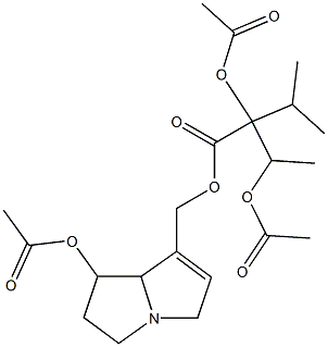 2,3-Diacetoxy-2-isopropylbutanoic acid (5,6,7,7a-tetrahydro-7-acetoxy-3H-pyrrolizin)-1-ylmethyl ester Structure