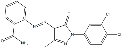 4-(2-Carbamoylphenylazo)-1-(3,4-dichlorophenyl)-3-methyl-5(4H)-pyrazolone Struktur