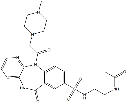N-(2-Acetylaminoethyl)-5,11-dihydro-11-[(4-methyl-1-piperazinyl)acetyl]-6-oxo-6H-pyrido[2,3-b][1,4]benzodiazepine-8-sulfonamide Structure