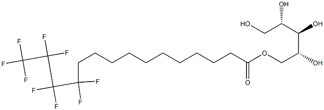 5-O-(12,12,13,13,14,14,15,15,15-ノナフルオロペンタデカノイル)キシリトール 化学構造式