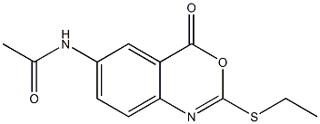 2-Ethylthio-6-acetylamino-4H-3,1-benzoxazin-4-one Struktur