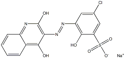 5-Chloro-2-hydroxy-3-[(2,4-dihydroxy-3-quinolyl)azo]benzenesulfonic acid sodium salt Struktur