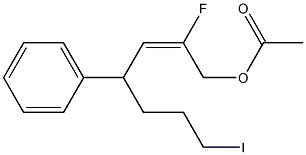 (E)-1-Acetoxy-2-fluoro-4-phenyl-7-iodo-2-heptene Struktur