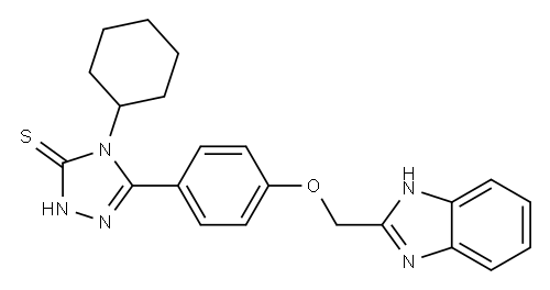 5-[4-[(1H-ベンゾイミダゾール-2-イル)メトキシ]フェニル]-4-シクロヘキシル-2H-1,2,4-トリアゾール-3(4H)-チオン 化学構造式