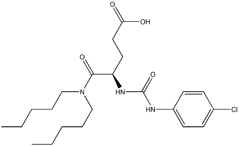 (R)-5-(ジペンチルアミノ)-4-[((4-クロロアニリノ)カルボニル)アミノ]-5-オキソペンタン酸 化学構造式