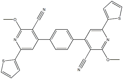 4,4'-(1,4-フェニレン)ビス[2-メトキシ-3-シアノ-6-(2-チエニル)ピリジン] 化学構造式