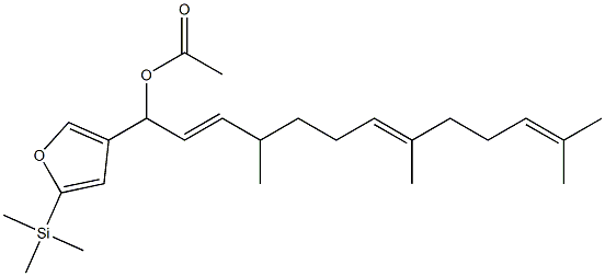 Acetic acid 1-[5-(trimethylsilyl)-3-furyl]-4,8,12-trimethyl-2,7,11-tridecatrienyl ester Struktur
