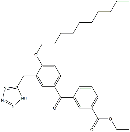 3-[4-Decyloxy-3-(1H-tetrazol-5-ylmethyl)benzoyl]benzoic acid ethyl ester Structure