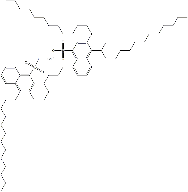 Bis(3,4-ditridecyl-1-naphthalenesulfonic acid)calcium salt Structure