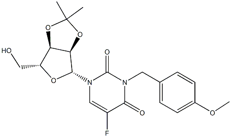 5-Fluoro-3-(4-methoxybenzyl)-2'-O,3'-O-(propane-2,2-diyl)uridine 结构式
