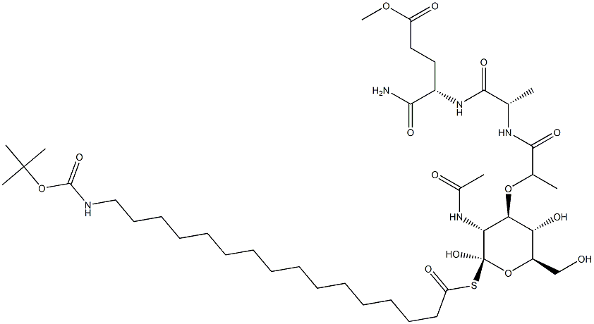 (4S)-4-[[N-[N-Acetyl-1-[[16-[[(tert-butoxy)carbonyl]amino]hexadecanoyl]thio]muramoyl]-L-alanyl]amino]-5-amino-5-oxopentanoic acid methyl ester