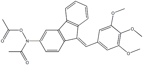 N-Acetyloxy-N-[9-(3,4,5-trimethoxybenzylidene)-9H-fluoren-3-yl]acetamide Struktur