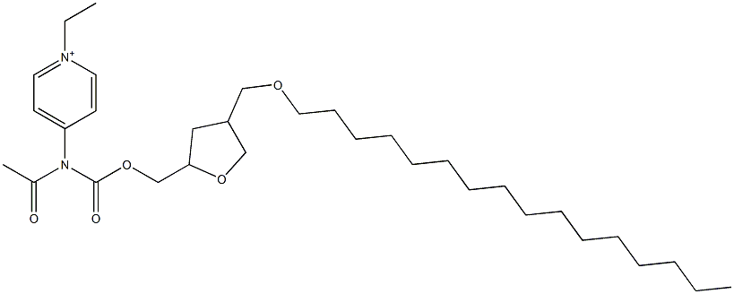 4-[N-Acetyl-N-[[(tetrahydro-4-hexadecyloxymethylfuran)-2-yl]methoxycarbonyl]amino]-1-ethylpyridinium Struktur