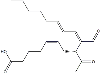 (5Z,8R,9E,11E)-8-Acetyl-9-formylheptadeca-5,9,11-trienoic acid 结构式