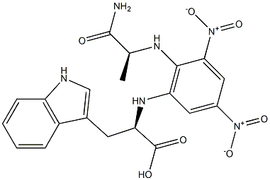 (S)-2-[[6-[[(R)-1-Carboxy-2-(1H-indol-3-yl)ethyl]amino]-2,4-dinitrophenyl]amino]propanamide 结构式