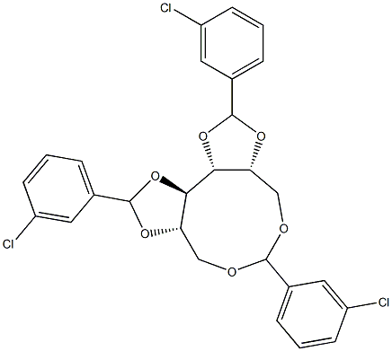 1-O,6-O:2-O,3-O:4-O,5-O-Tris(3-chlorobenzylidene)-D-glucitol 结构式
