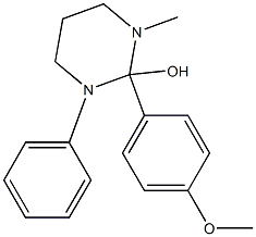 Hexahydro-1-methyl-2-(4-methoxyphenyl)-3-phenylpyrimidin-2-ol 结构式