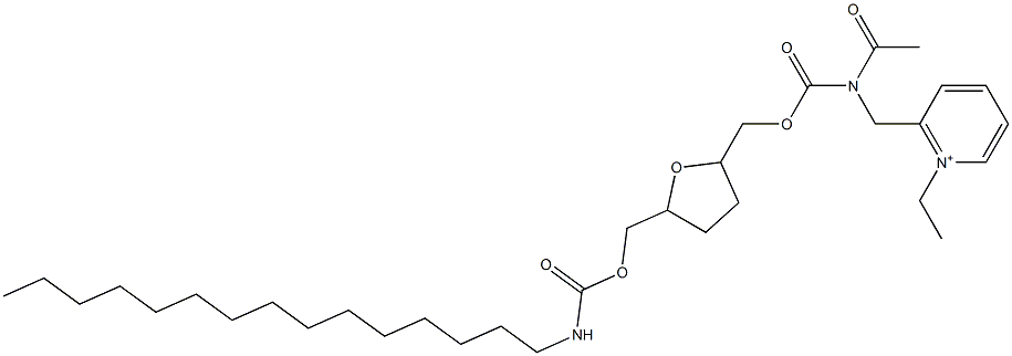2-[N-Acetyl-N-[[[5-(pentadecylcarbamoyloxymethyl)tetrahydrofuran]-2-yl]methoxycarbonyl]aminomethyl]-1-ethylpyridinium Structure