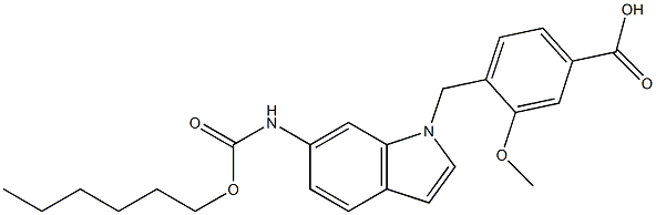 4-[6-(Hexyloxycarbonylamino)-1H-indol-1-ylmethyl]-3-methoxybenzoic acid 结构式