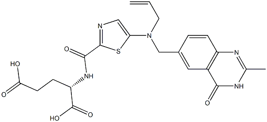 (2S)-2-[5-[N-(2-Propenyl)-N-[[(3,4-dihydro-2-methyl-4-oxoquinazolin)-6-yl]methyl]amino]-2-thiazolylcarbonylamino]glutaric acid Struktur