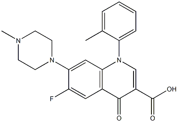 6-フルオロ-1-(2-メチルフェニル)-1,4-ジヒドロ-7-(4-メチル-1-ピペラジニル)-4-オキソキノリン-3-カルボン酸 化学構造式