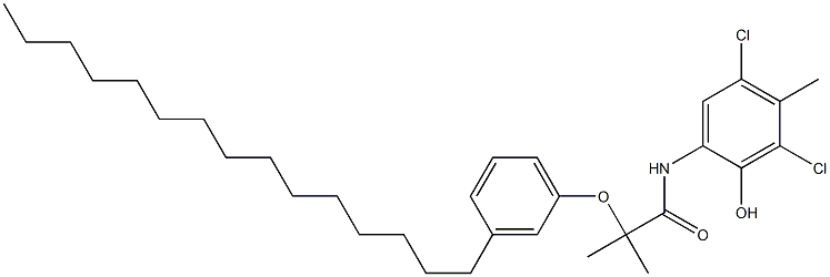 2-[2-(3-ペンタデシルフェノキシ)-2-メチルプロピオニルアミノ]-4,6-ジクロロ-5-メチルフェノール 化学構造式