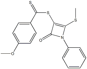 4-Methylthio-1-phenyl-3-(4-methoxy(thiobenzoyl)thio)-1,2-dihydroazet-2-one Structure