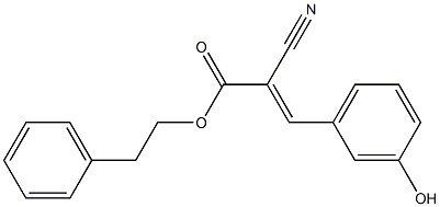 (E)-2-シアノ-3-(3-ヒドロキシフェニル)アクリル酸2-フェニルエチル 化学構造式