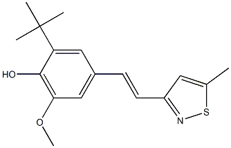 4-[(E)-2-(5-メチル-3-イソチアゾリル)エテニル]-2-tert-ブチル-6-メトキシ-フェノール 化学構造式