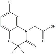 6-フルオロ-2,2-ジメチル-2,3-ジヒドロ-3-チオキソ-4H-1,4-ベンゾチアジン-4-酢酸 化学構造式