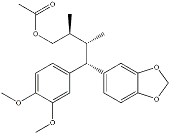 Acetic acid [(2S,3R,4S)-4-(3,4-dimethoxyphenyl)-4-[3,4-(methylenedioxy)phenyl]-2,3-dimethylbutyl] ester Struktur