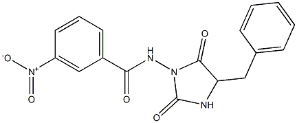 3-(3-ニトロベンゾイルアミノ)-5-ベンジルイミダゾリジン-2,4-ジオン 化学構造式