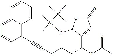 Acetic acid 1-[[2,5-dihydro-5-oxo-2-(tert-butyldimethylsiloxy)furan]-3-yl]-6-(1-naphtyl)-5-hexynyl ester 结构式