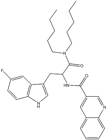 3-[5-Fluoro-1H-indol-3-yl]-2-(3-quinolinylcarbonylamino)-N,N-dipentylpropanamide Structure