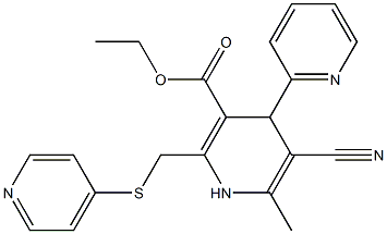 5-シアノ-1,4-ジヒドロ-6-メチル-4-(2-ピリジニル)-2-[(4-ピリジニルチオ)メチル]ピリジン-3-カルボン酸エチル 化学構造式