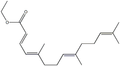 (2E,4E,8E)-5,9,13-Trimethyl-2,4,8,12-tetradecatetraenoic acid ethyl ester Structure
