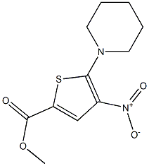 2-ピペリジノ-3-ニトロ-5-メトキシカルボニルチオフェン 化学構造式