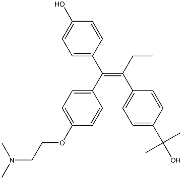 4-[(Z)-2-[4-(1-ヒドロキシ-1-メチルエチル)フェニル]1-[4-(2-ジメチルアミノエトキシ)フェニル]-1-ブテニル]フェノール 化学構造式