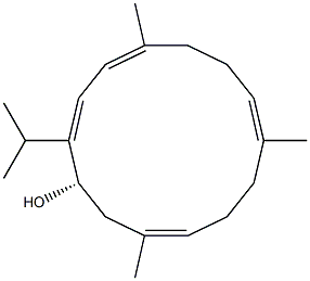 (1S,2E,4Z,8E,12E)-2-Isopropyl-5,9,13-trimethylcyclotetradeca-2,4,8,12-tetren-1-ol Struktur