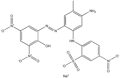 2-[5-アミノ-4-メチル-2-[(3,5-ジニトロ-2-ヒドロキシフェニル)アゾ]フェニルアミノ]-5-ニトロベンゼンスルホン酸ナトリウム 化学構造式
