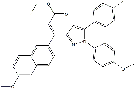 (Z)-3-(6-Methoxy-2-naphtyl)-3-[[1-(4-methoxyphenyl)-5-(4-methylphenyl)-1H-pyrazol]-3-yl]propenoic acid ethyl ester Structure