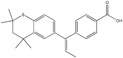 4-[(E)-1-[(3,4-ジヒドロ-2,2,4,4-テトラメチル-2H-1-ベンゾチオピラン)-6-イル]-1-プロペニル]安息香酸 化学構造式