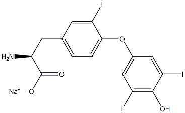 (S)-2-アミノ-3-[4-(4-ヒドロキシ-3,5-ジヨードフェノキシ)-3-ヨードフェニル]プロパン酸ナトリウム 化学構造式