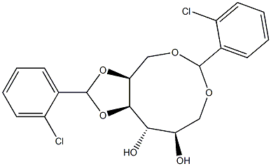 1-O,6-O:4-O,5-O-ビス(2-クロロベンジリデン)-L-グルシトール 化学構造式