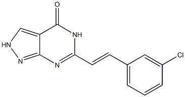 6-(m-クロロスチリル)-2H-ピラゾロ[3,4-d]ピリミジン-4(5H)-オン 化学構造式