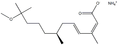 (2Z,4E,7S)-11-メトキシ-3,7,11-トリメチル-2,4-ドデカジエン酸アンモニウム 化学構造式