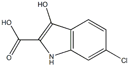 6-クロロ-3-ヒドロキシ-1H-インドール-2-カルボン酸 化学構造式