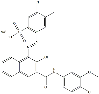 3-Chloro-4-methyl-6-[[3-[[(4-chloro-3-methoxyphenyl)amino]carbonyl]-2-hydroxy-1-naphtyl]azo]benzenesulfonic acid sodium salt Struktur